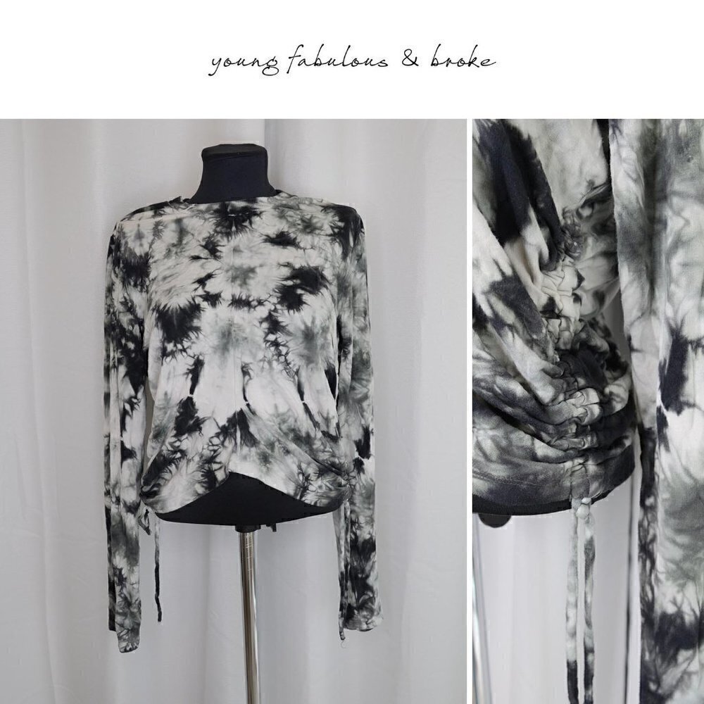 Young Fabulous and Broke Tie Dye Cropped Crewneck Top Sz M